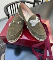 GUCCI Horsebit Espadrilles, Gr. 37, grün