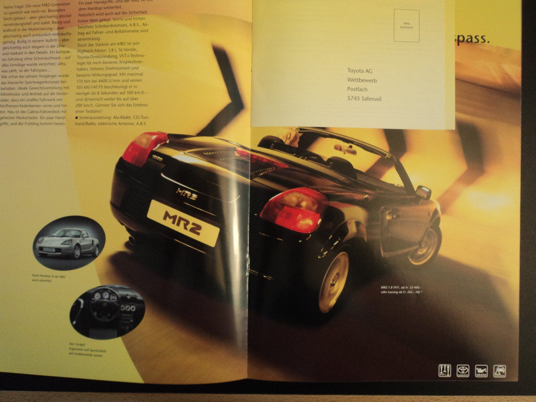 Toyota Documenti: Prospekt Toyota Programm 200 MR2 Celica Corolla Yaris Hilux – Usato da Schwarzenburg venduto da modelCARama
