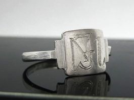 Antik Silber Ring  Monogramm MJ / JM  Gr. 56
