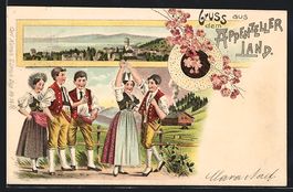 Litho Junge Männer und Frauen aus dem A