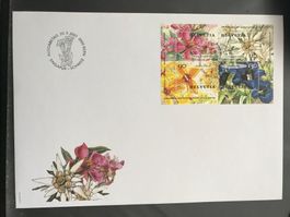 Schweiz 2001 Ersttagsbrief Block Blumen Singapur Gemeinsch.