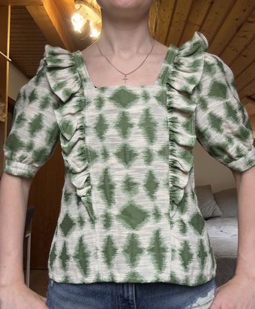 Blouse Ezequiel Sézane – Imprimé Ikat Vert / Taille 34