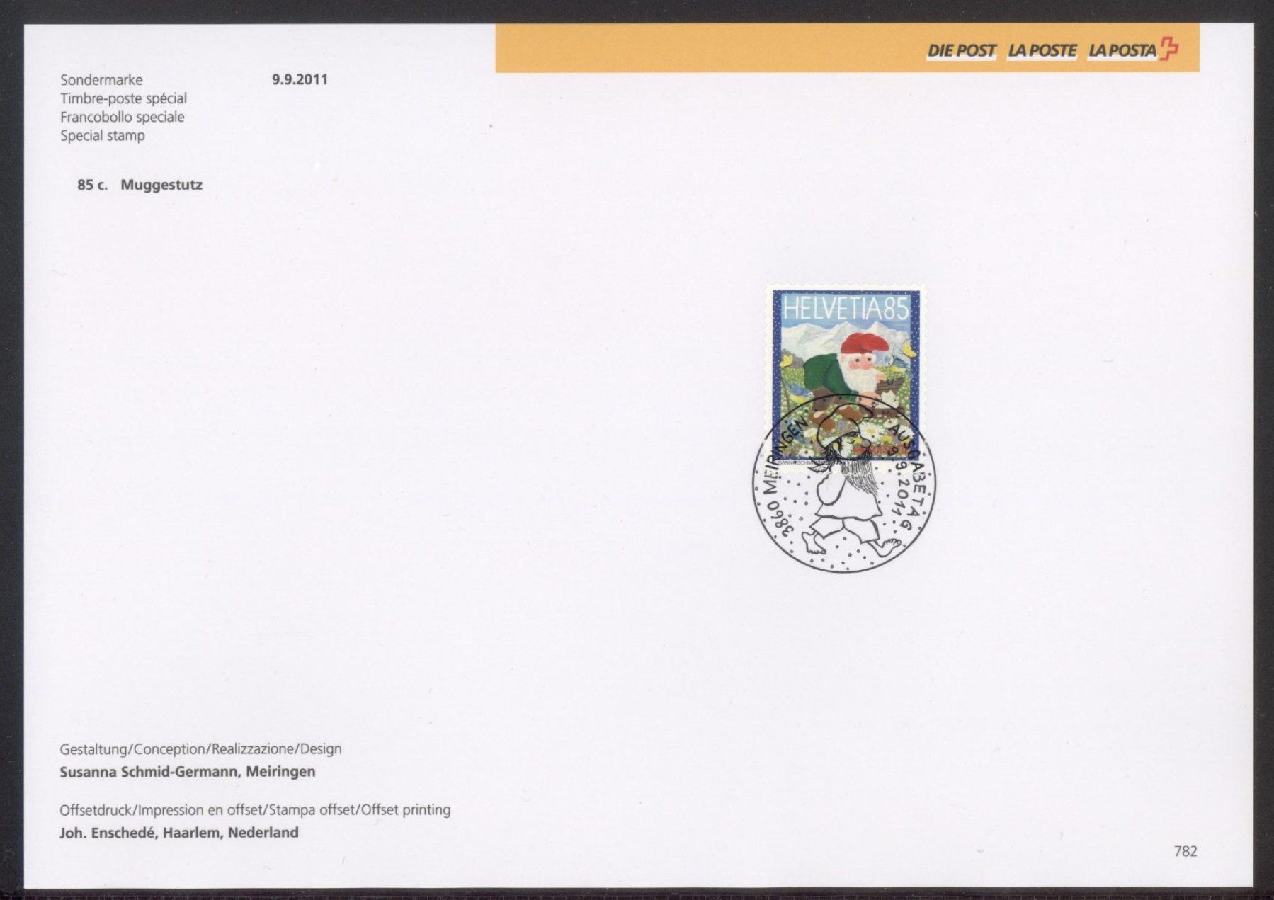 Tutti i francobolli: 2011, Sammelblatt, Muggestutz, Nr. 782 – Usato da Willisau venduto da Vollstempel