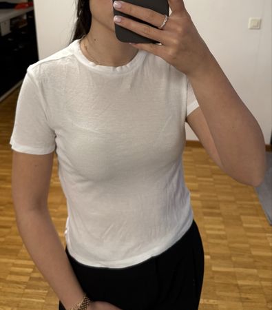 Zara T-shirt blanc en viscose, taille S