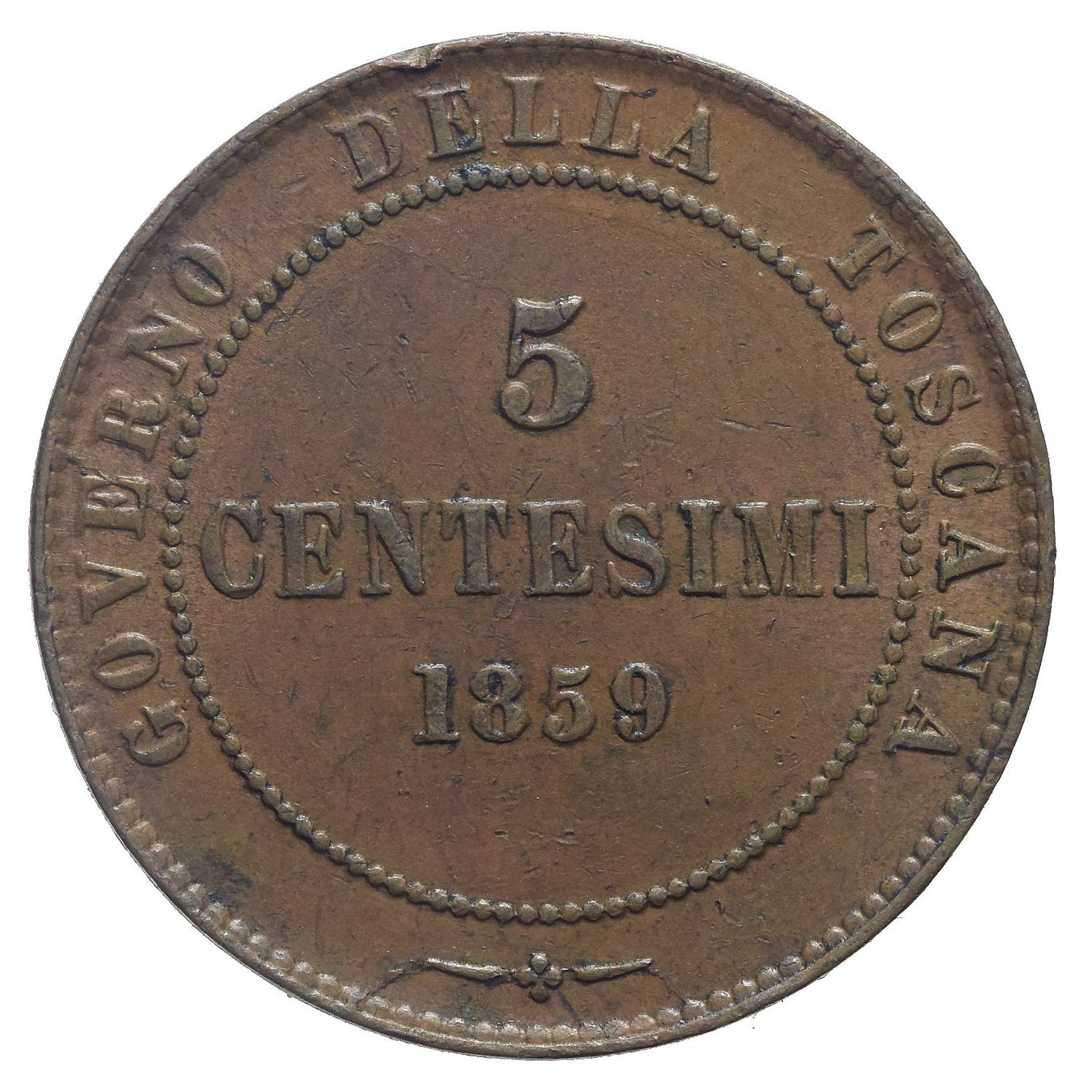 Tutti le monete: Italien, 5 Centesimi 1859 Firenze – Usato da Lugano venduto da Numisartes
