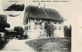 Gasthaus "WILDEN MANN" Buonas am Zugersee mit Schloss! 1908!