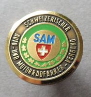 ALTES KNOPFLOCH-ABZEICHEN, SAM SCHWEIZER AUTO MOTORRADFAHER