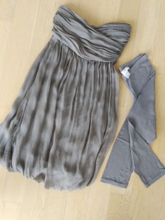 JUCCA Ballon Cocktail-Kleid Seide & Leggins Sand Taille XS