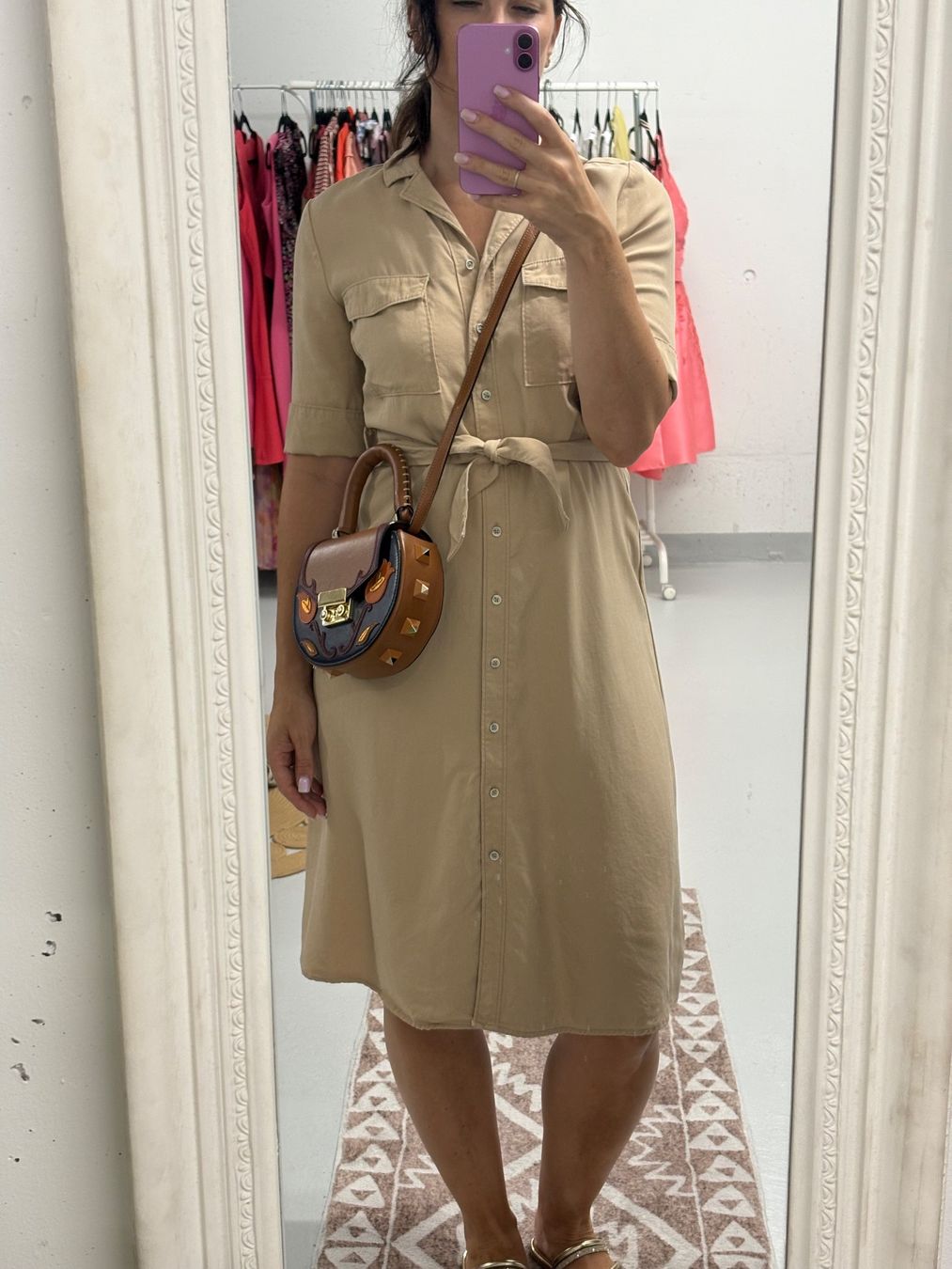 Opus Vestiti: Opus Blusenkleid mit Gürtel 36 beige Lyocell Kurzarm – Nuovo (secondo la descrizione) da Regensdorf venduto da secondchancefashion
