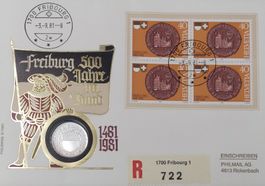 Münzbrief Freiburg 500 Jahre im Bund Silber 999,9