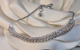 Bracciale donna zirconi rettangolari regolabile argento