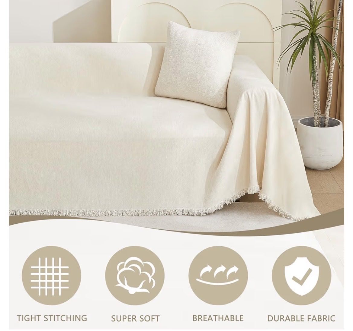 Coperte: Sofahusse mit Fransen, maschinenwaschbar, super weich, 230cm – Usato da Ennetbaden venduto da janique99 6
