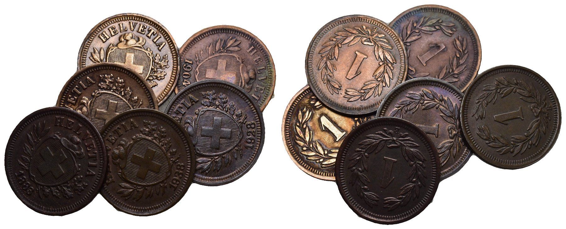 Alle Münzen: Schweiz 1 Rappen Lot – Gebraucht aus Bern von numismatictops
