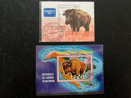 1986 Laos und Guinea 2  Miniblock Büffel  gest.  (A961)