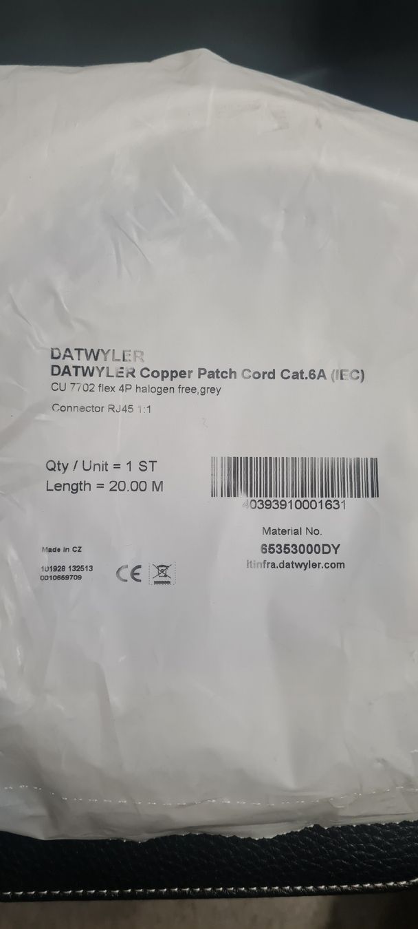 Dätwyler Cavi: 22 Stk. Patchkabel 20m Dätwyler, 7702 Halogenfrei Kat.6a Neu – Nuovo e nell'imballaggio originale da Zürich venduto da dav_n8m7 1