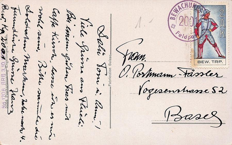 Ansichtskarten: Flüeli-Ranft, Feldpost BEWACHUNGS KP. 2001 um 1940 – Gebraucht aus Frauenfeld von POML 1