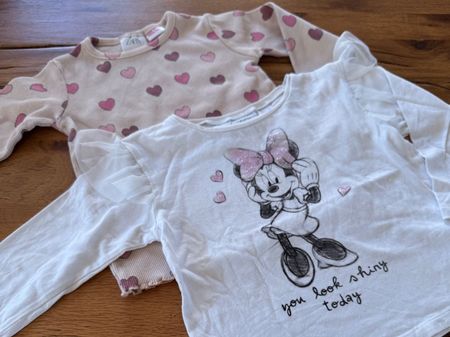 ZARA BABY GIRL 💕🩷🤍 Minnie Shirt Tulle 86 + Heart 92