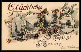 AK St. Gallen, Neujahrsgruss & Stadtansichten