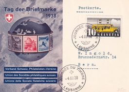 Tag der Briefmarke 1938 Basel-Lausanne-Lugano 4.12.1938