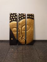 Buddha Bild dunkelbraun / gold, 3-teilig