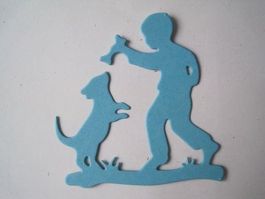 Stanz-Papier Motive Buob mit Hund 12Stk.