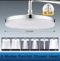 Pommeaux de douche à haute pression, 6 Modes, 23cm  Argent