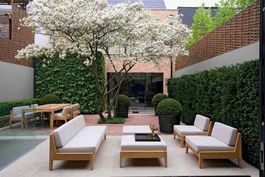 Gartengarnitur Sofa Sessel Ottoman Teakholz Sitzgruppe