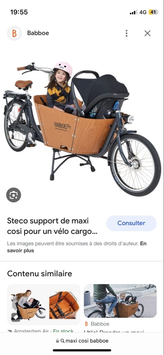 Babboe Vélos: Babboe Vélo Cargo avec support maxi cosy – D'occasion à Geneve par sophiemontalcini 4