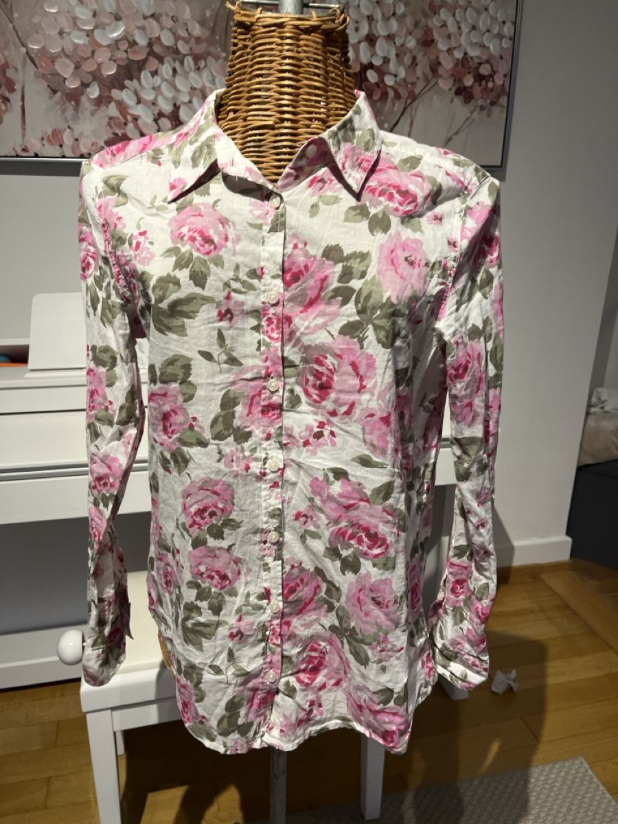 Benetton Camicette: Benetton Hemd, Rosenmuster, S – Usato da Solothurn venduto da Bobesch08