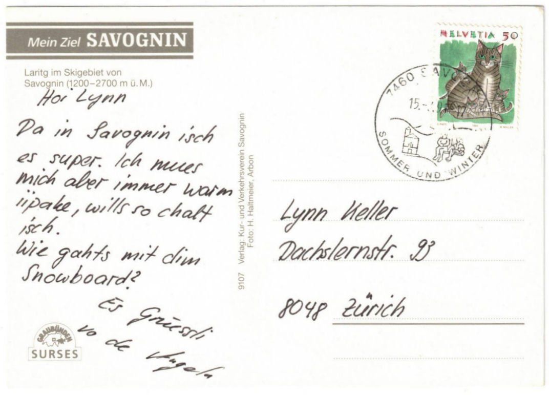 Cartoline postali: Savognin - Skilift Laritg – Usato da Binningen venduto da Mountainrider 1