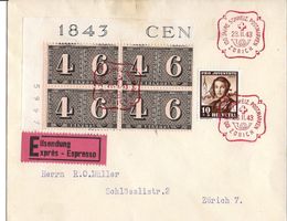 Sonderbrief, 100 Jahre Schweiz. Postmarken, Eilsendung