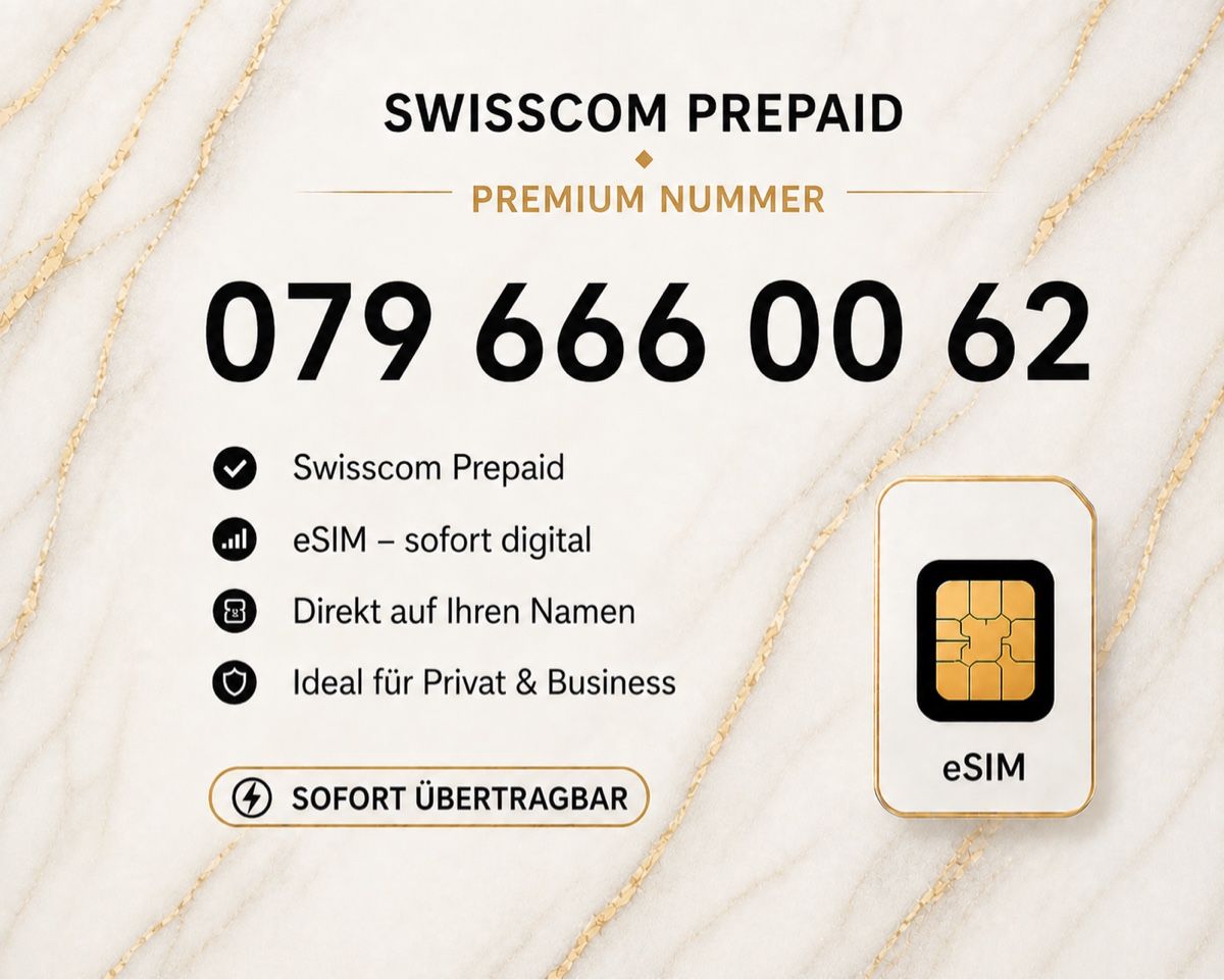 Swisscom PrePaid-Karten: Swisscom Prepaid Premium Nummer – Neu und originalverpackt aus Rotkreuz von 079shop