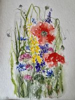 Original Aquarell "Sommerwiese" - Handgemaltes Unikat