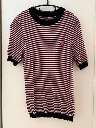 Guess T-Shirt gestreift schwarz rosa weiss kurzarm