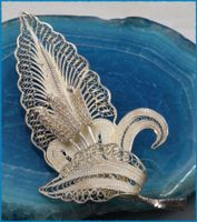❤️ Vintage Brosche Filigran Kunstvoll 925 Silber 1940er 50er