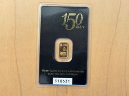 1g Kinebar® 150-Jahre Jubiläum, 999.9 Feinheit,  OVP