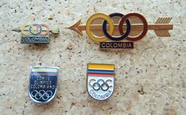 KOLOMBIEN 3 PINS/1 PLAKETTE OLYMPISCHE SPIELE / SCHIESSSPORT