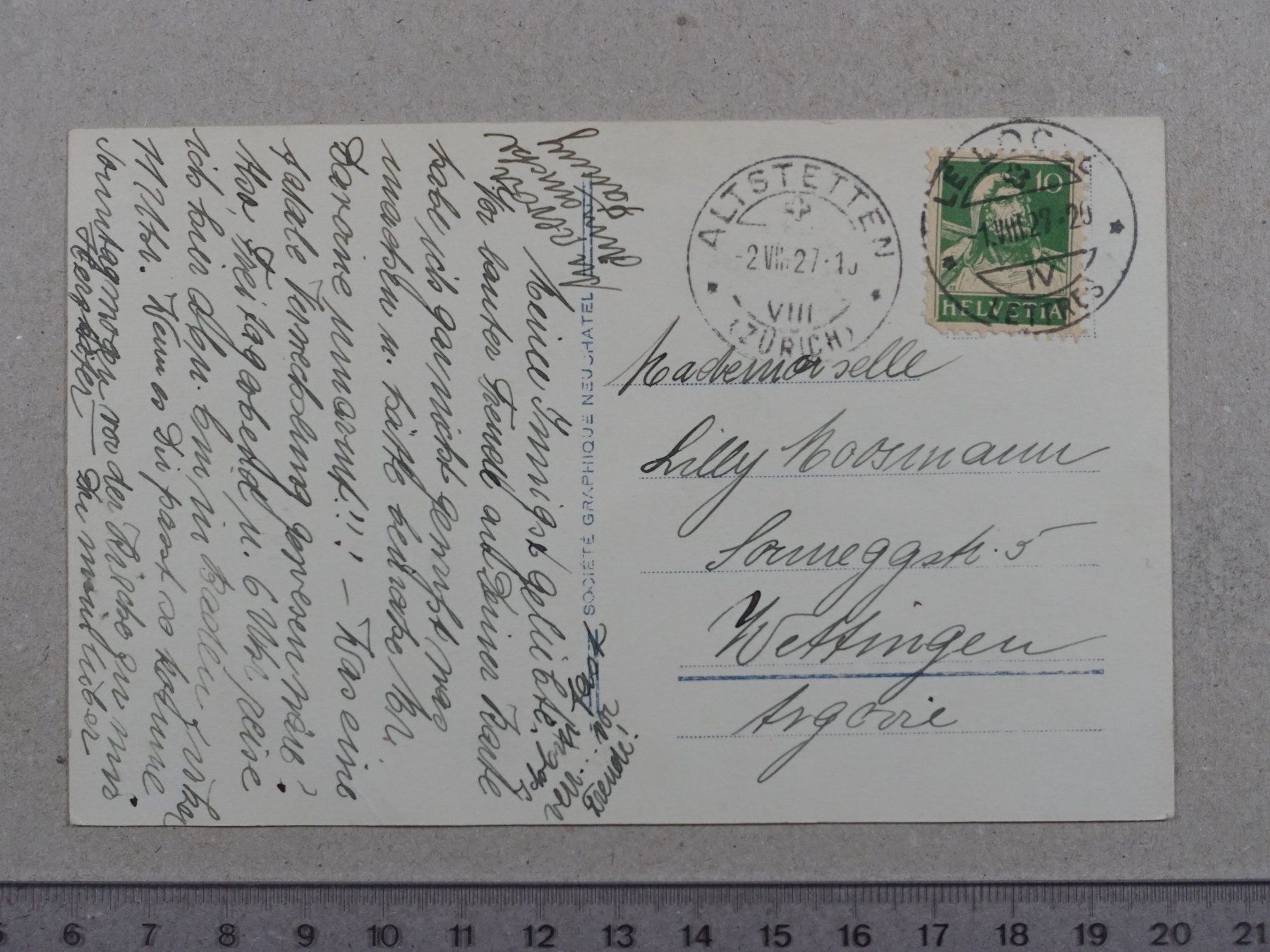 Cartoline postali: Le Locle, 1927 – Usato da Lenzburg venduto da fh1 1