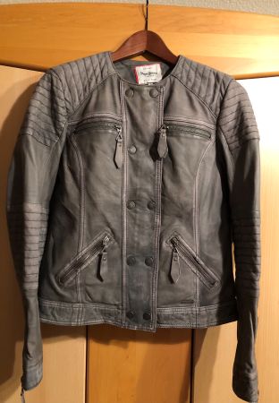 Lederjacke grau, Gr. S
