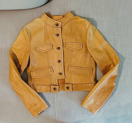 Echtleder Kurzjacke Ockergelb  Ungefüttert Gr. 42 (IT 46)