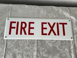 Vintage Original Emailschild „FIRE EXIT" RAR