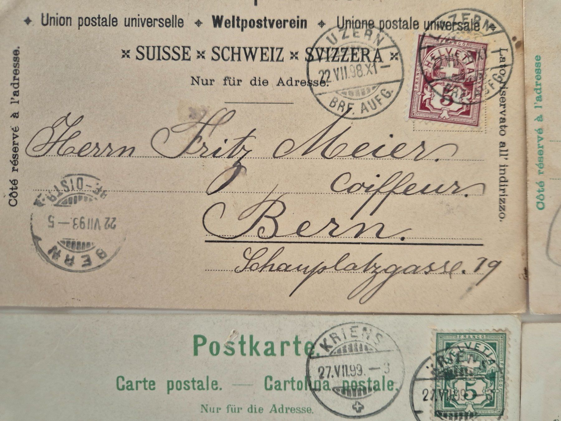 Cartoline postali: 4  AK Ansichtskarten Luzern, 1899 – Usato da Schlosswil venduto da donmarcos62 6