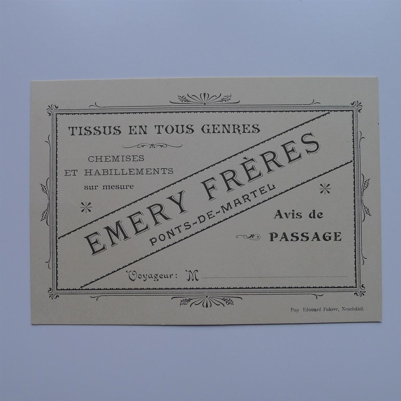 Alle Briefmarken: Drucksache Privat-Ganzsache EMERY FRÈRES – Gebraucht aus Ebikon von SilvioFreund