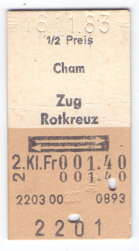 Biglietti: Billette Cham - Zug - Rotkreuz – Usato da Langenthal venduto da Sammlungs_aus