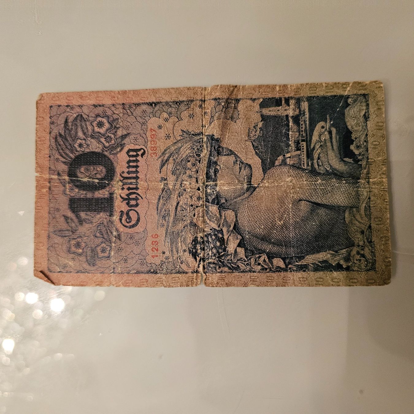Banknoten: 10 Schilling antik 1927 – Gebraucht aus wolfhalden von 46464646 1