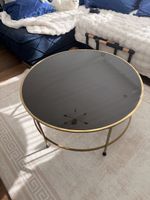 Runder Couchtisch mit Glasplatte, Goldfarben