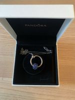 Pandora Silver Necklace with Blue Pendant & Gift Box