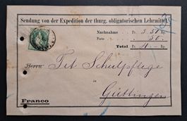 SBK 74E auf Paketkarte von Frauenfeld nach Güttingen