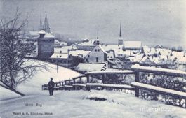 Zug // circa 1910 Winter Schnee Stadt