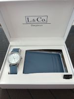 Set L&Co Damenuhr mit Kartenetui blau neu in Box